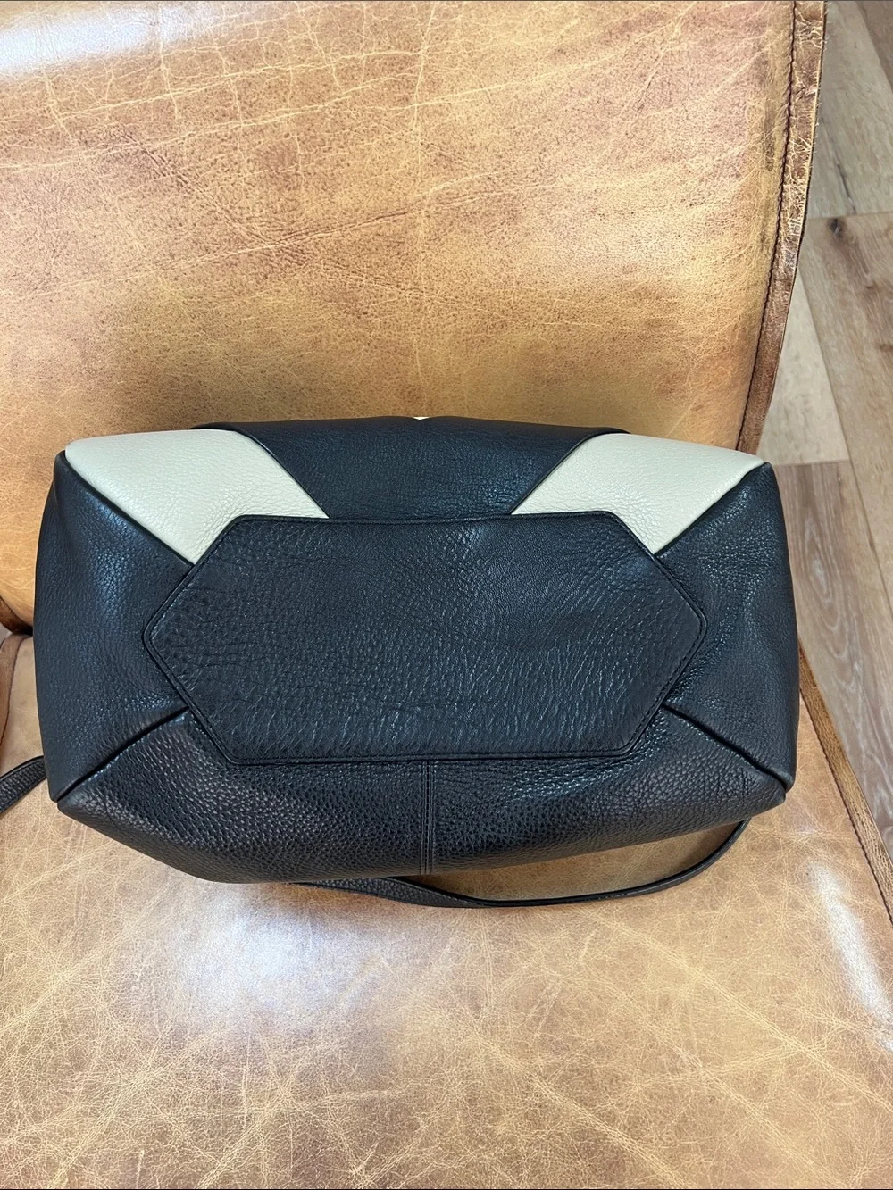 Black & Cream Chevron Leather Satchel Rouge & Lounge leather purse